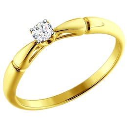 Золотое кольцо с бриллиантом 1011597