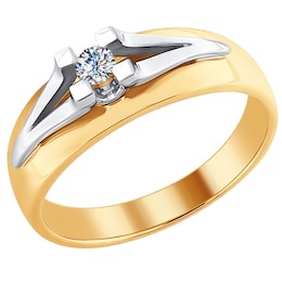 Золотое кольцо с бриллиантом 1011657