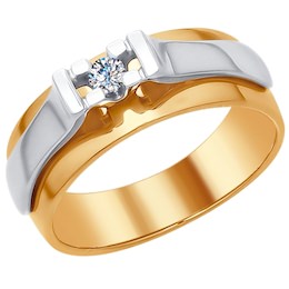 Золотое кольцо с бриллиантом 1011658
