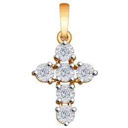 Золотая подвеска "крест" с бриллиантами 1030594