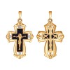 Православный золотой крестик с бриллиантами и авантюрином 1120094