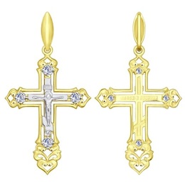 Православный золотой крестик с фианитами 120107-2