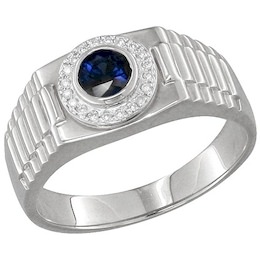 Золотое кольцо с бриллиантами и сапфиром 2010803