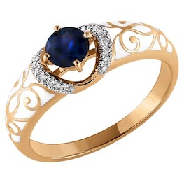 Золотое кольцо с бриллиантами и сапфиром 2010869