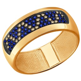 Золотое кольцо с бриллиантами и сапфирами 2011067
