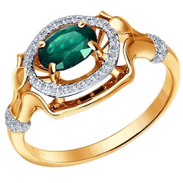 Золотое кольцо с бриллиантами и изумрудом 3010485