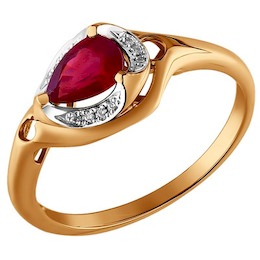 Золотое кольцо с бриллиантами и рубином 4010564