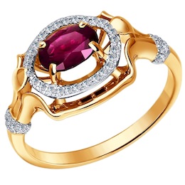 Золотое кольцо с бриллиантами и рубином 4010567