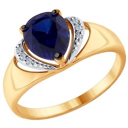 Золотое кольцо с бриллиантами и корундом 6012097