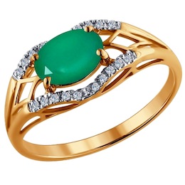 Золотое кольцо с бриллиантами и агатом 6013024
