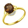 Золотое кольцо с фианитами и раухтопазом 713959-2