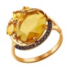 Золотое кольцо с цитринами и раухтопазами 714159