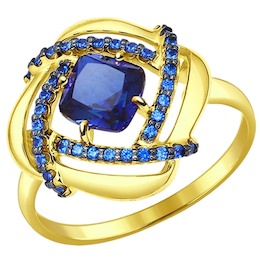 Золотое кольцо с корундом и фианитами 714326-2