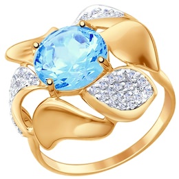 Золотое кольцо с фианитами и наноситалом 714741