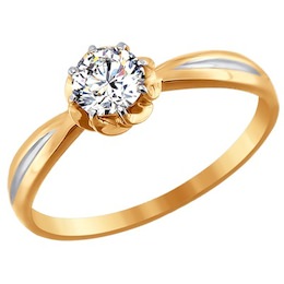 Золотое кольцо с фианитом 81010176