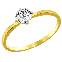 Золотое кольцо с фианитом 81010206-2