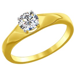 Золотое кольцо с фианитом 81010216-2