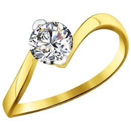 Золотое кольцо с фианитом 81010219-2