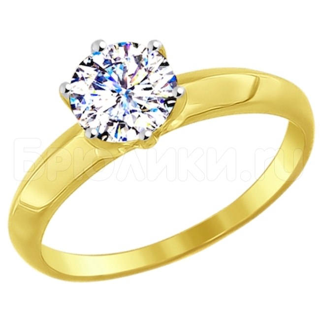 Золотое кольцо с фианитом 81010245-2