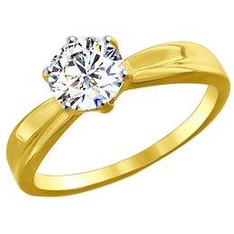 Золотое кольцо с фианитом 81010252-2