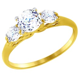 Золотое кольцо с фианитами 81010256-2