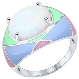Серебряное кольцо с эмалью и опалом (синт.) 83010039