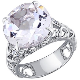 Серебряное кольцо с фианитами и горным хрусталем 92010526