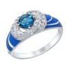 Серебряное кольцо с эмалью, фианитами и топазом 92011412