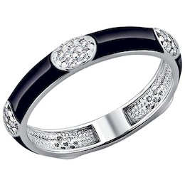 Серебряное кольцо с эмалью  и фианитами 94010547