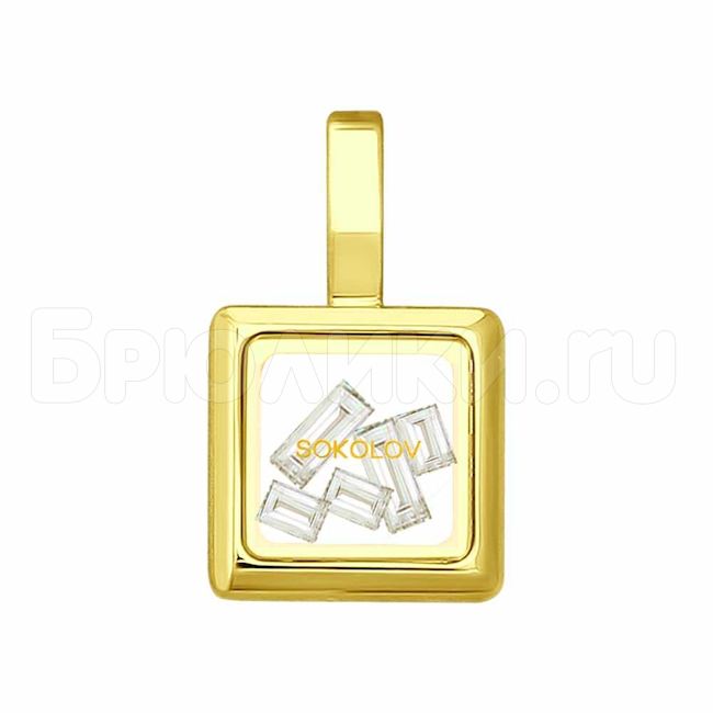 Подвеска из желтого золота со Swarovski Zirconia и минеральным стеклом 035354-2