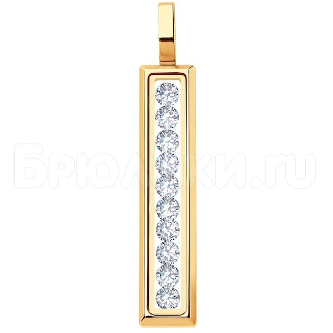 Подвеска из золота со Swarovski Zirconia и минеральным стеклом 035356