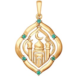 Подвеска мусульманская из золота с фианитами 035372