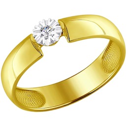 Кольцо из желтого золота с бриллиантом 1011423-2