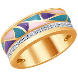 Кольцо из золота с эмалью и бриллиантами 1011708