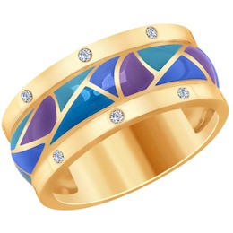 Кольцо из золота с эмалью и бриллиантами 1011709