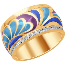 Кольцо из золота с эмалью и бриллиантами 1011717