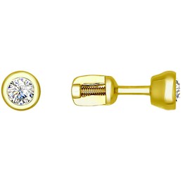 Серьги из желтого золота с бриллиантами 1020627-2
