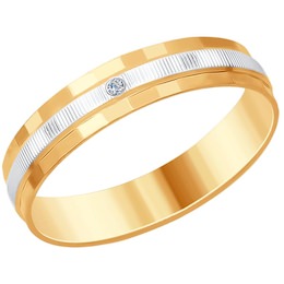Кольцо из золота с алмазной гранью с бриллиантом 1110193