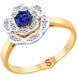 Кольцо из золота с бриллиантами и сапфиром 2011082