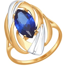 Кольцо из золота с синим корунд (синт.) 37714583