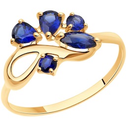 Кольцо из золота с синими корунд (синт.) 37714610