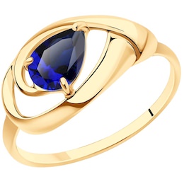 Кольцо из золота с синим корунд (синт.) 37714639