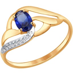 Кольцо из золота с синим корунд (синт.) и фианитами 37714648