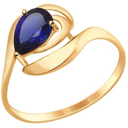 Кольцо из золота с синим корунд (синт.) 37714670