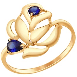 Кольцо из золота с синими корунд (синт.) 37714687