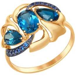 Кольцо из золота с синими топазами и фианитами 37714767