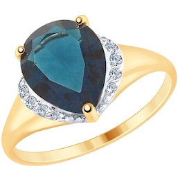 Кольцо из золота с синим топазом и фианитами 37714941
