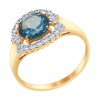 Кольцо из золота с синим топазом и фианитами 37714981