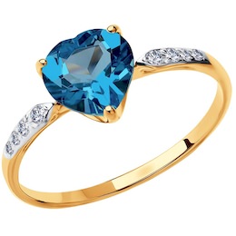 Кольцо из золота с синим топазом и фианитами 37714993