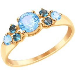Кольцо из золота с голубыми и синими топазами 37714995